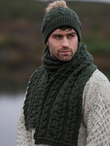 CHUNKY CABLE UNISEX SCARF AND HAT X4855 X4844