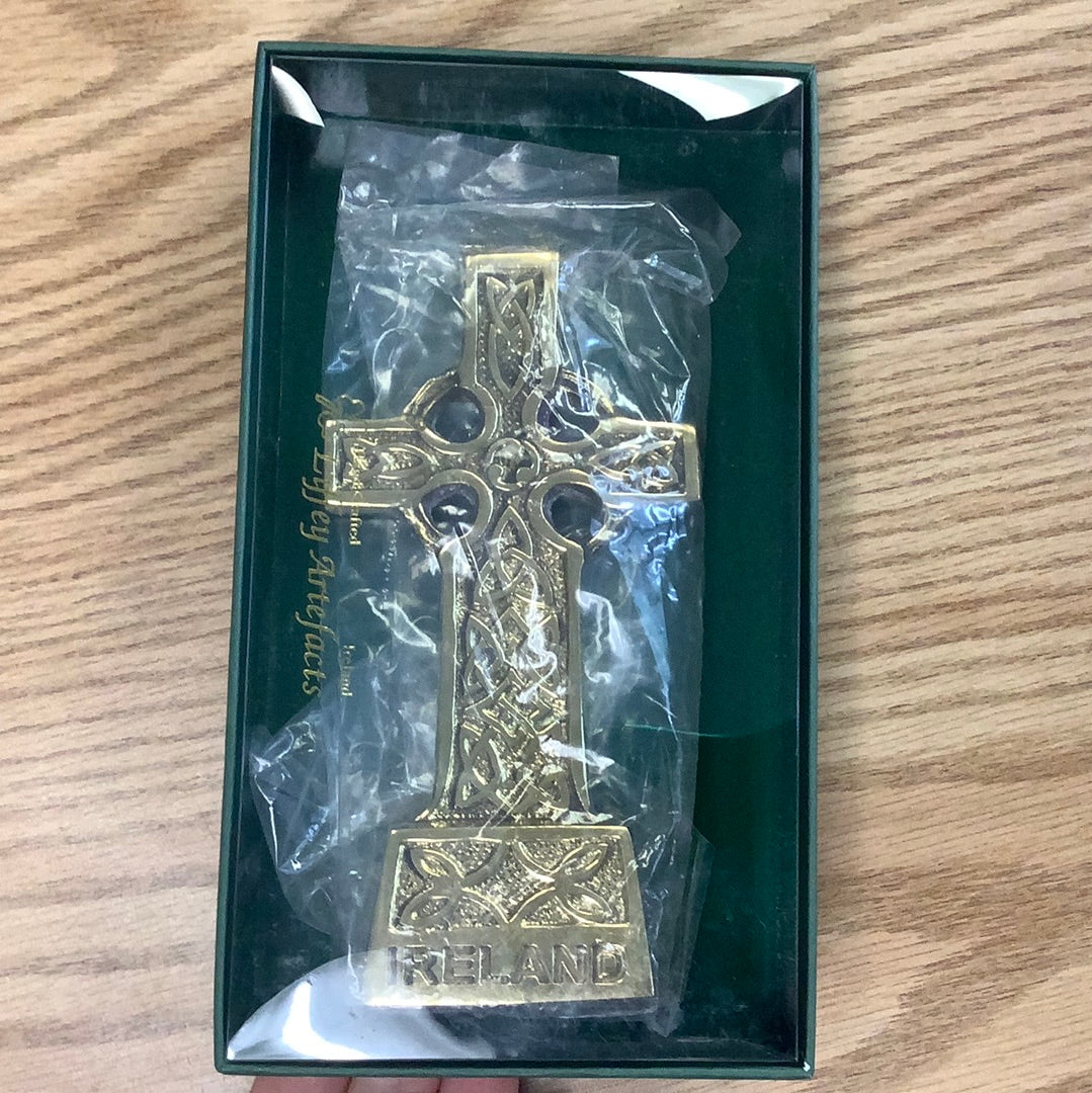 Solid brass free standing Celtic cross large scco1