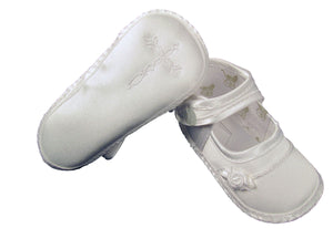 Girls Satin Shoe with Embroidered Celtic Cross 6CRGAS