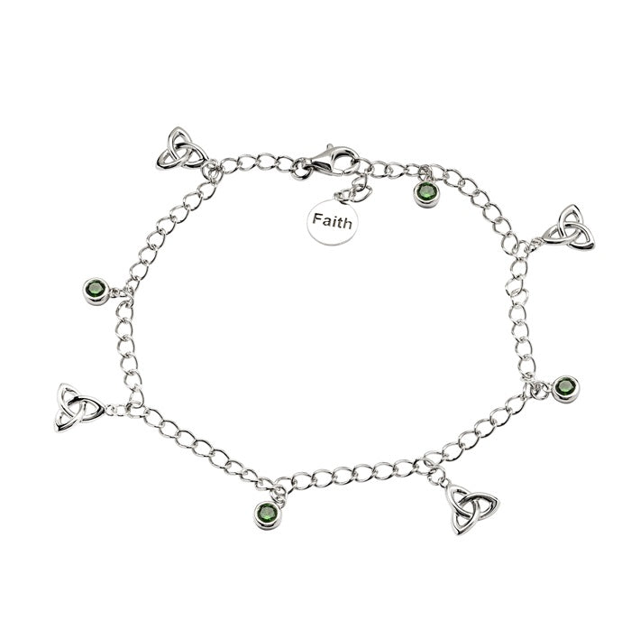 SS Green CZ Trinity Bracelet SB2110