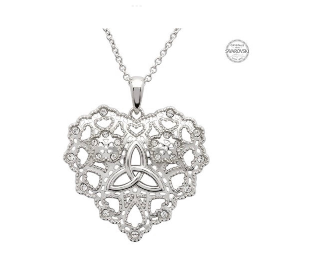 Sterling silver Irish lace heart with Trinity SW180
