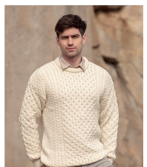 Aran Crafts Merino Wool Crew Neck Sweater - Unisex C1347