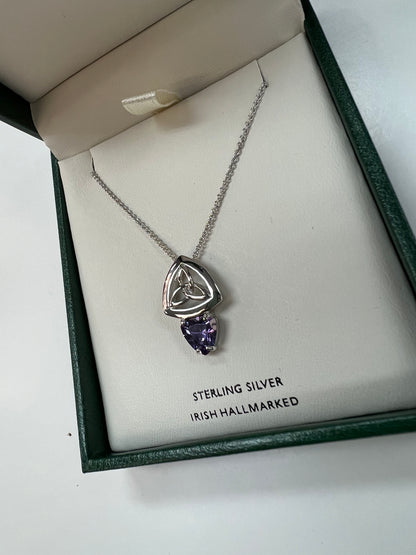 Sterling Silver trinity with amethyst CZ A1041