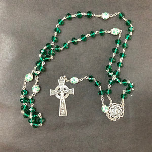 Green Crystal St Patrick Rosary P369R