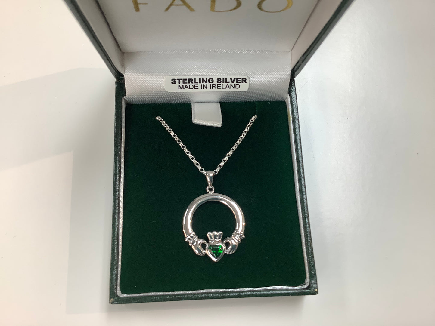 Claddagh Pendent Emerald Stone Set P218-S