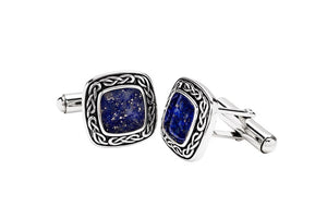 Sterling Silver Gent Lapis Celtic Cufflinks Water Collection SC2312