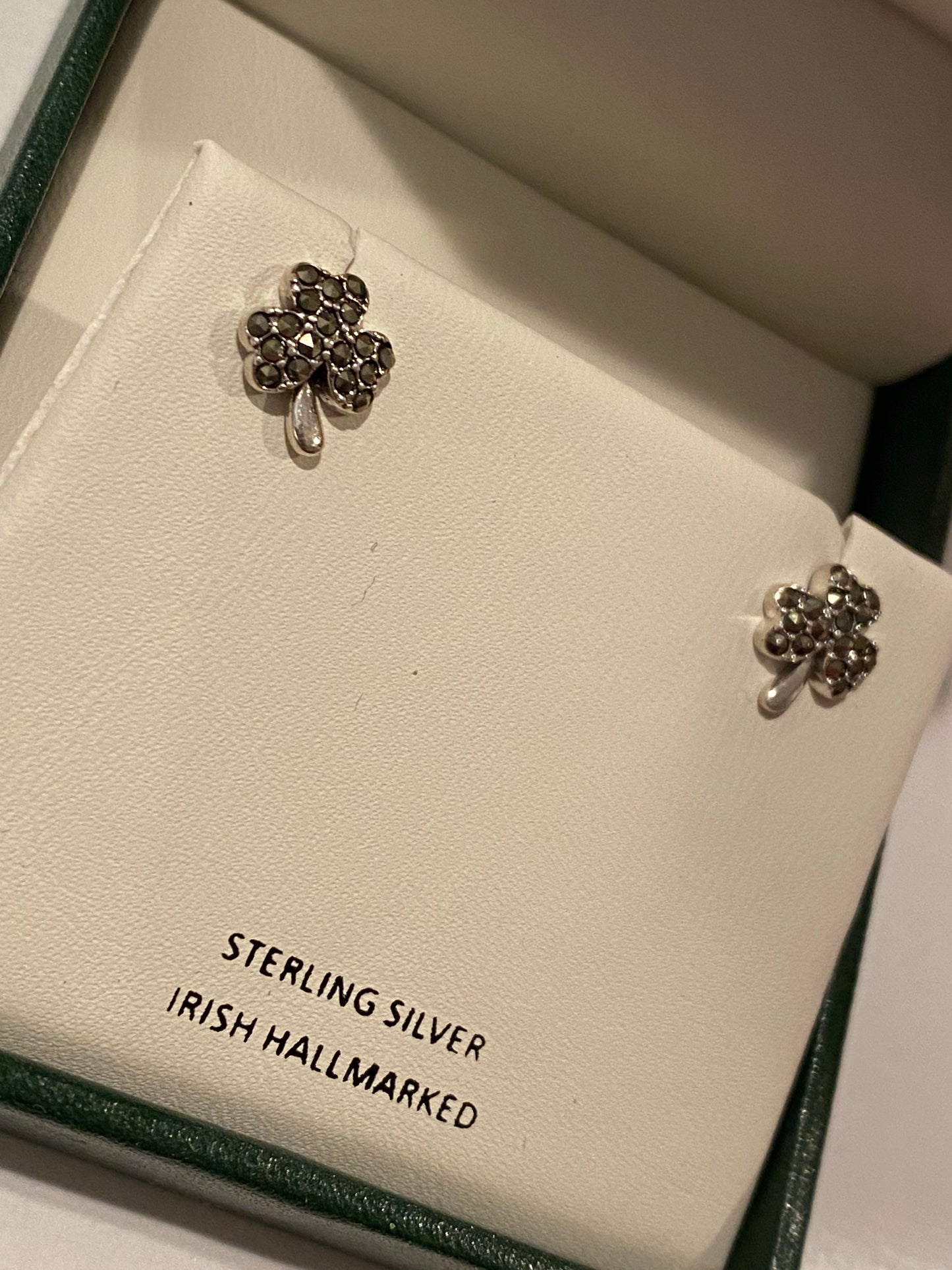 Marcasite shamrock studs A2061