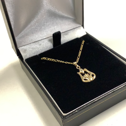 Gold Claddagh Pendant with Open Heart and Small Diamond