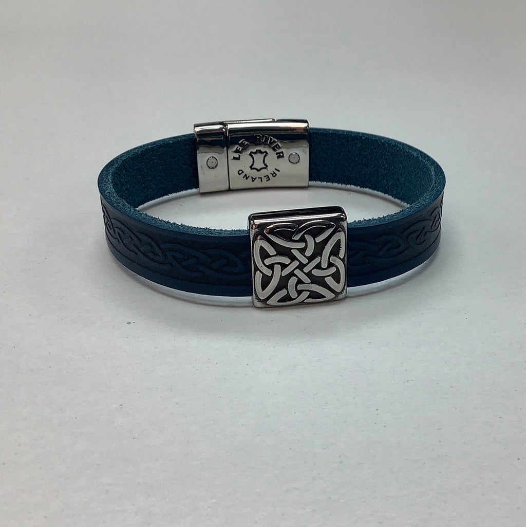 Braden Celtic leather bracelet blue