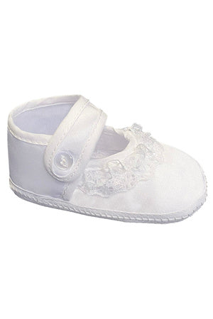 Girls satin bootie with lace and embroidered cross GT-215
