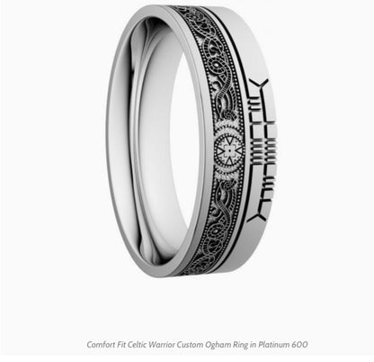 Comfort Fit Celtic Warrior Custom Ogham Ring BR7