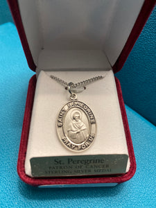 St. Peregrine patron saint of cancer sterling silver medal L683PE