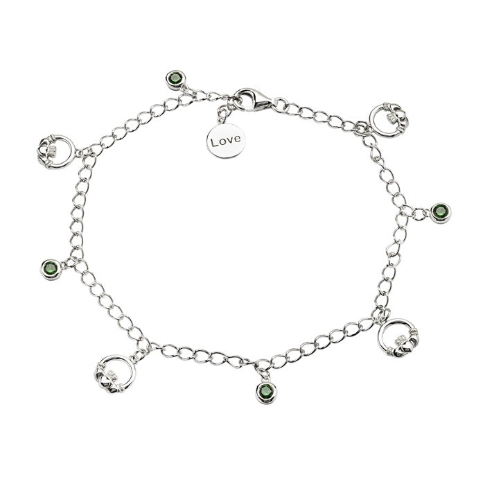 SS Green CZ Claddagh Bracelet SB2109