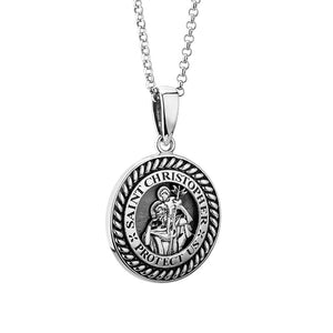 Gents heavy sterling silver st. Christopher pendant S46843
