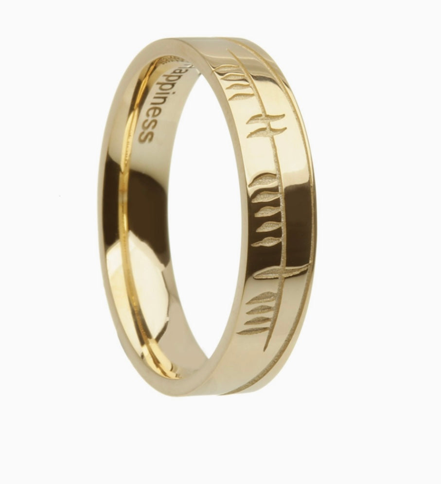 Ogham Sonas Ring – Narrow “Happiness “