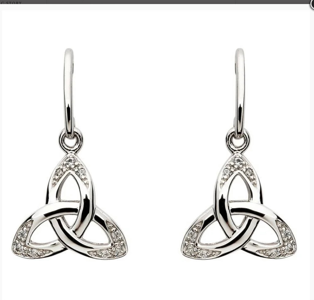 Celtic Stone Set Trinity Knot Earrings SKU: SE2109CZ