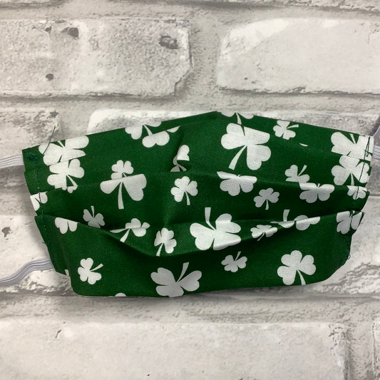 Green with white shamrocks mask