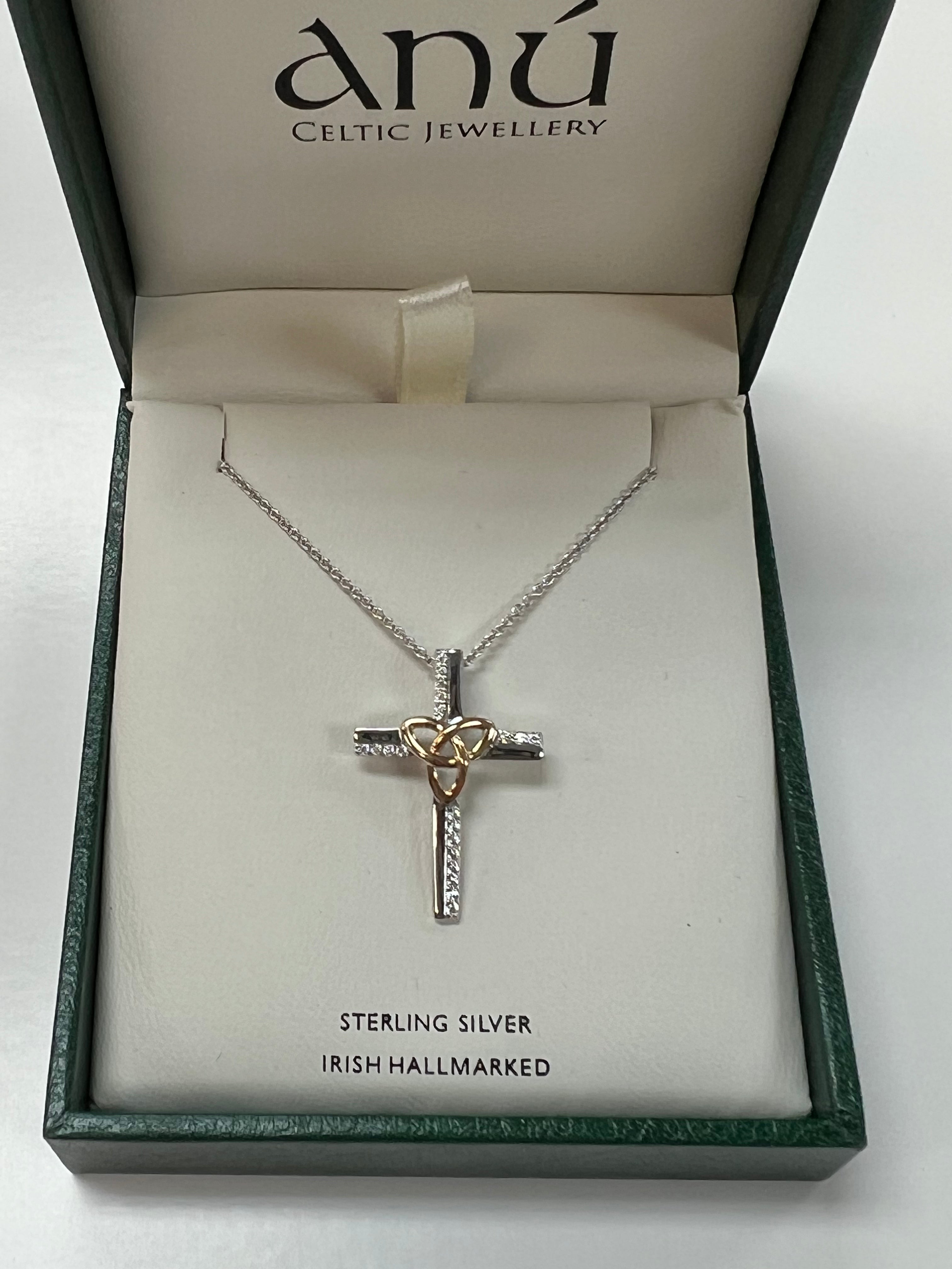 Sterling Silver two tone trinity cross A6003
