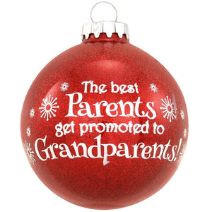 Parents Promoted To Grandparents Glass Ornament
