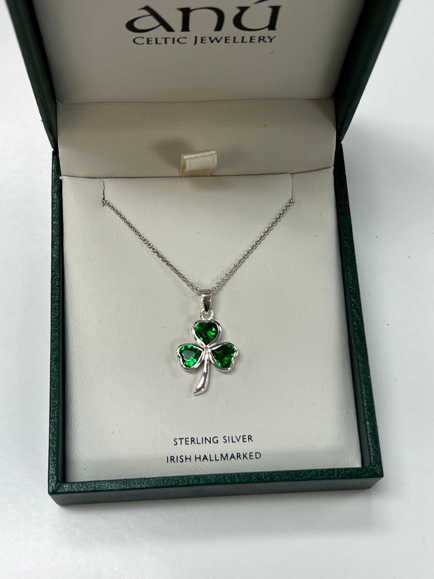 Sterling Silver Shamrock with Green CZ A1013