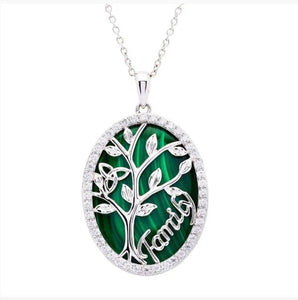 Sterling Silver Oval Malachite Tree Of Life Pendant SP2290