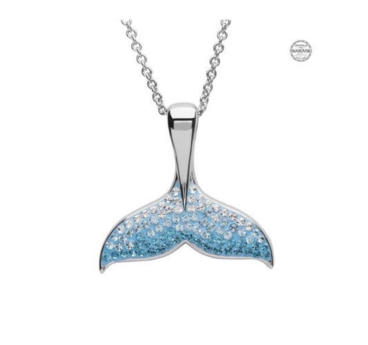 SS Aqua Swarovski Crystal whale tail OC65