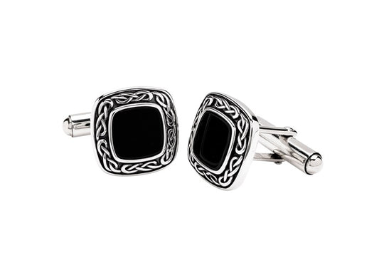 Sterling Silver Gents Onyx Celtic Cufflinks Sky Collection SC2307