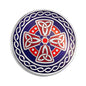 RHODIUM BLUE/RED ENAMEL ROUND CROSS BROOCH Code: S10004B