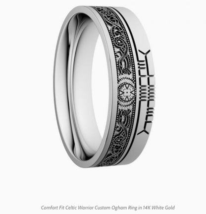 Comfort Fit Celtic Warrior Custom Ogham Ring BR7