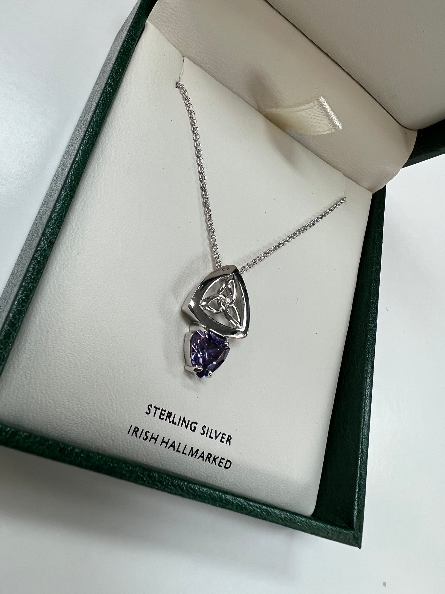 Sterling Silver trinity with amethyst CZ A1041