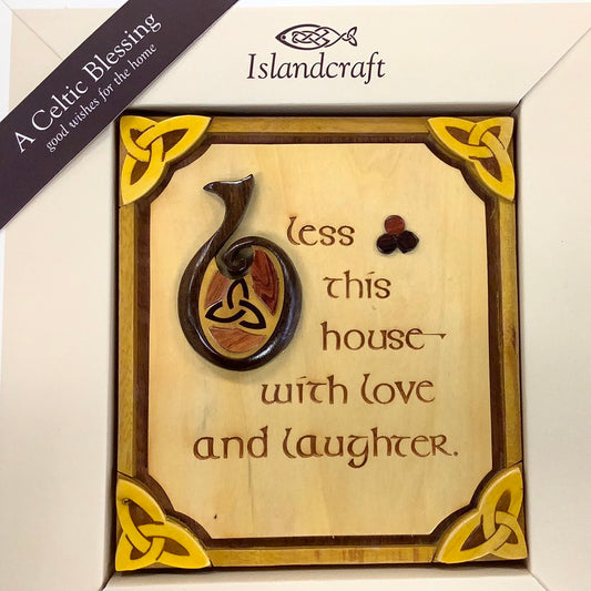 Bless this house with love and laughter wood plaque