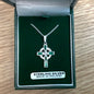 Sterling Silver Celtic cross with green stones S Ma162