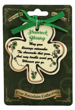 Shamrock blessing porcelain hanging ornament