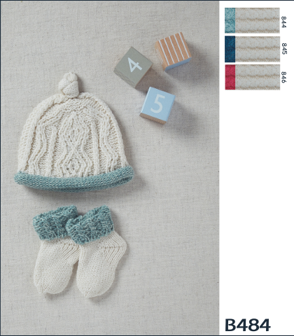 Baby Knitted hat and booties B487 B484