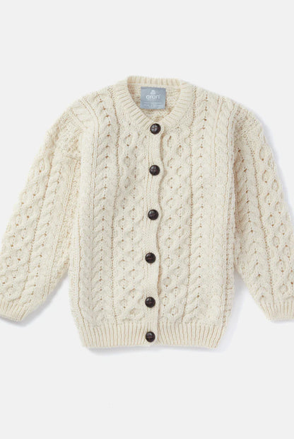 Fianna Traditional Children's Aran Cardigan - Cream B452