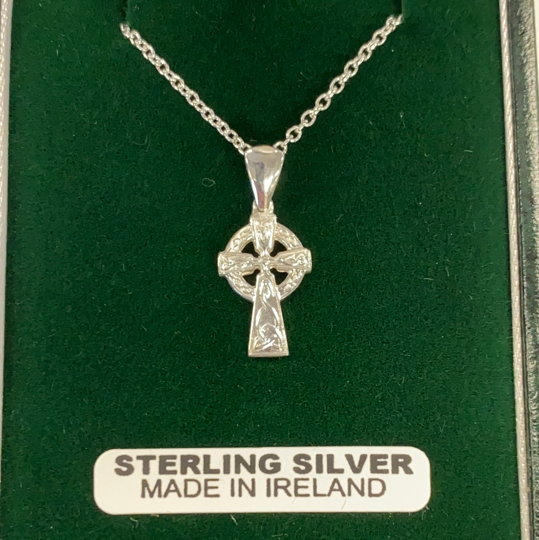 Sterling silver small celtic cross double sided #ma56ds