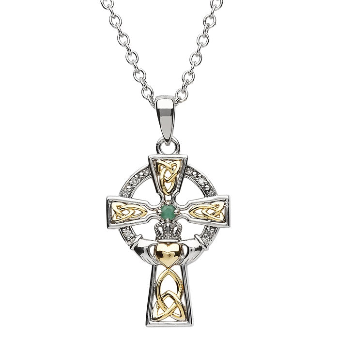 SS GP Emerald/Diamond Celtic cross SF32