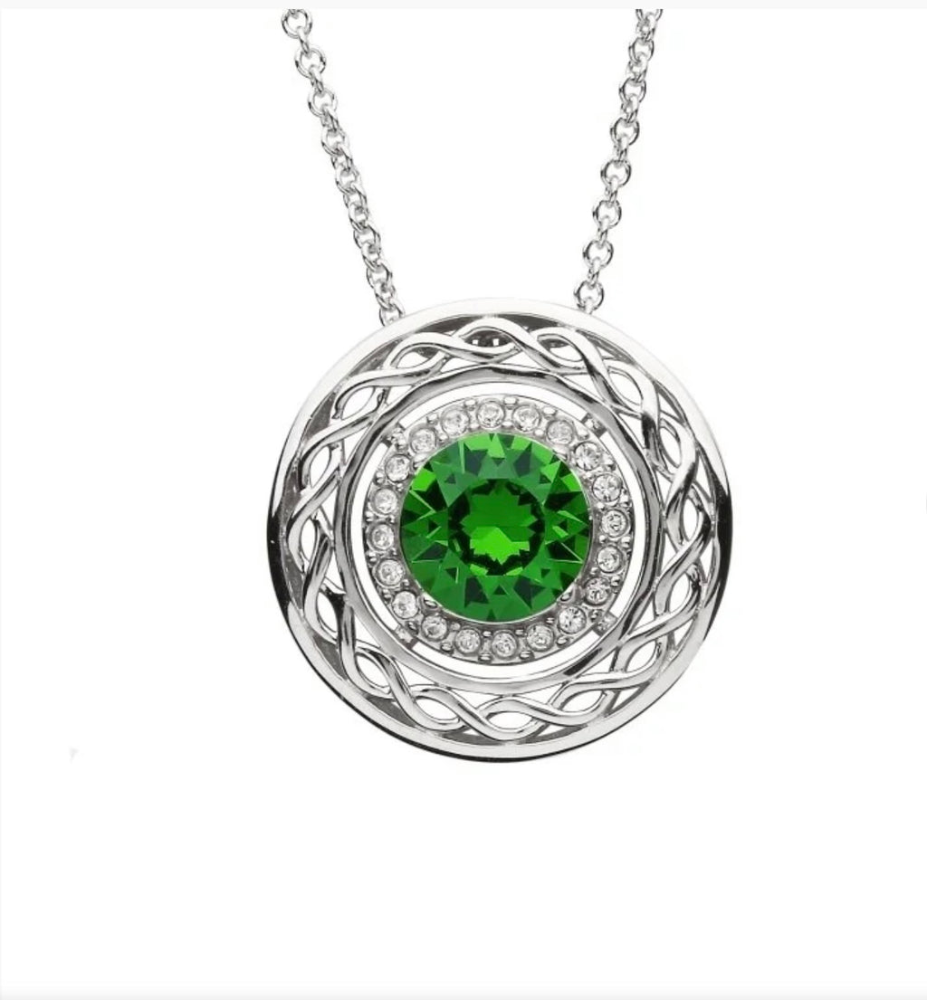 Sterling Silver Celtic Halo Pendant Adorned With Crystals SKU: SW165