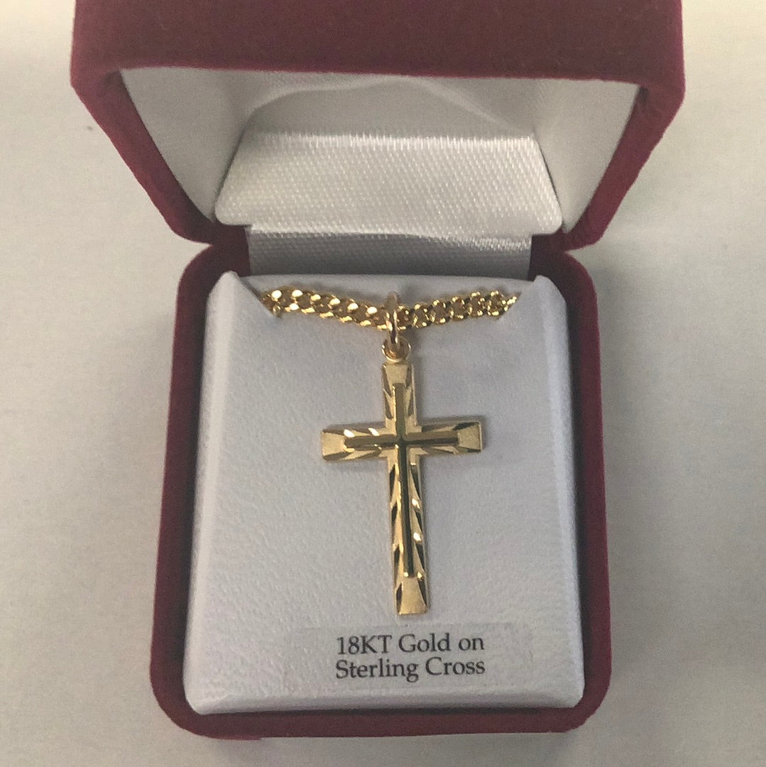 18k gold on sterling silver cross