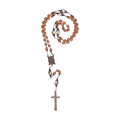 BOOK OF KELLS AMBER AND COPPER FINISH ROSARY BEADS W71323