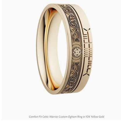 Comfort Fit Celtic Warrior Custom Ogham Ring BR7