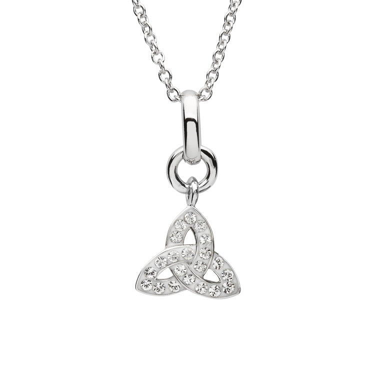 Silver Crystal Set Trinity Knot Pendant #Item Code: SW153