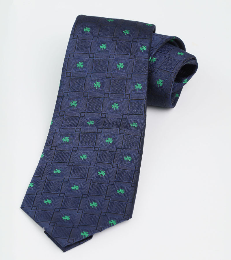 Patrick Francis navy shamrock silk tie pf2012