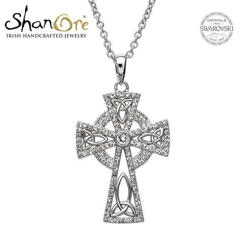 SS Celtic Cross White Crystal Pendant Swarovski SW17