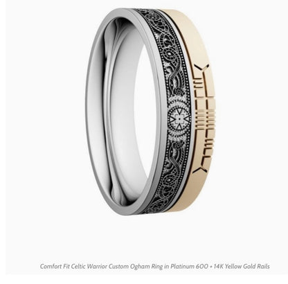 Comfort Fit Celtic Warrior Custom Ogham Ring BR7