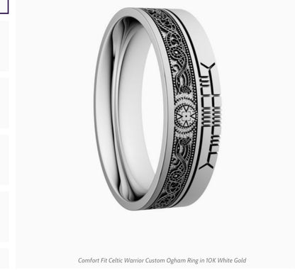 Comfort Fit Celtic Warrior Custom Ogham Ring BR7