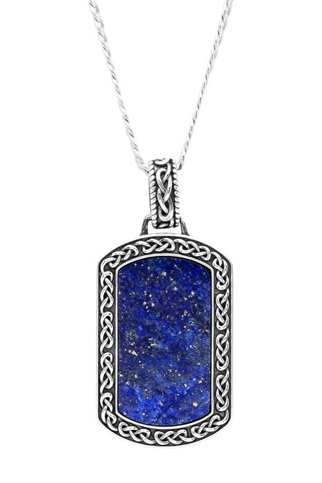 Sterling Silver Gents Lapis Dog Tag Pendant Water CollectionSP2310