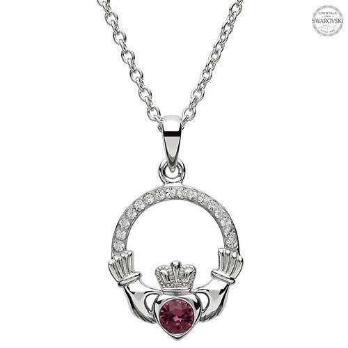 Platinum Plated February Claddagh Pendant