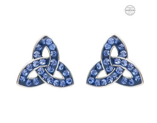 Platinum Plated Sapphire Trinity Knot Earrings PP180