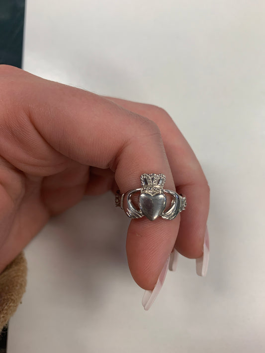 Sterling Silver Claddagh Ring with Weaved Band